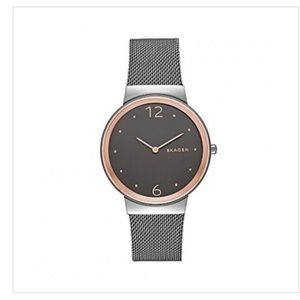 Skagen Women's Ancher Quartz Stainless Steel Mesh Dress Watch, Rose Gold, Grey